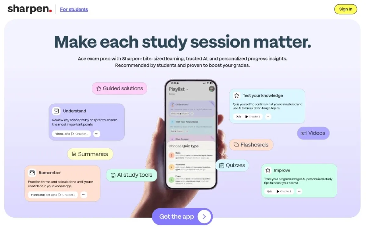 Sharpen education app website